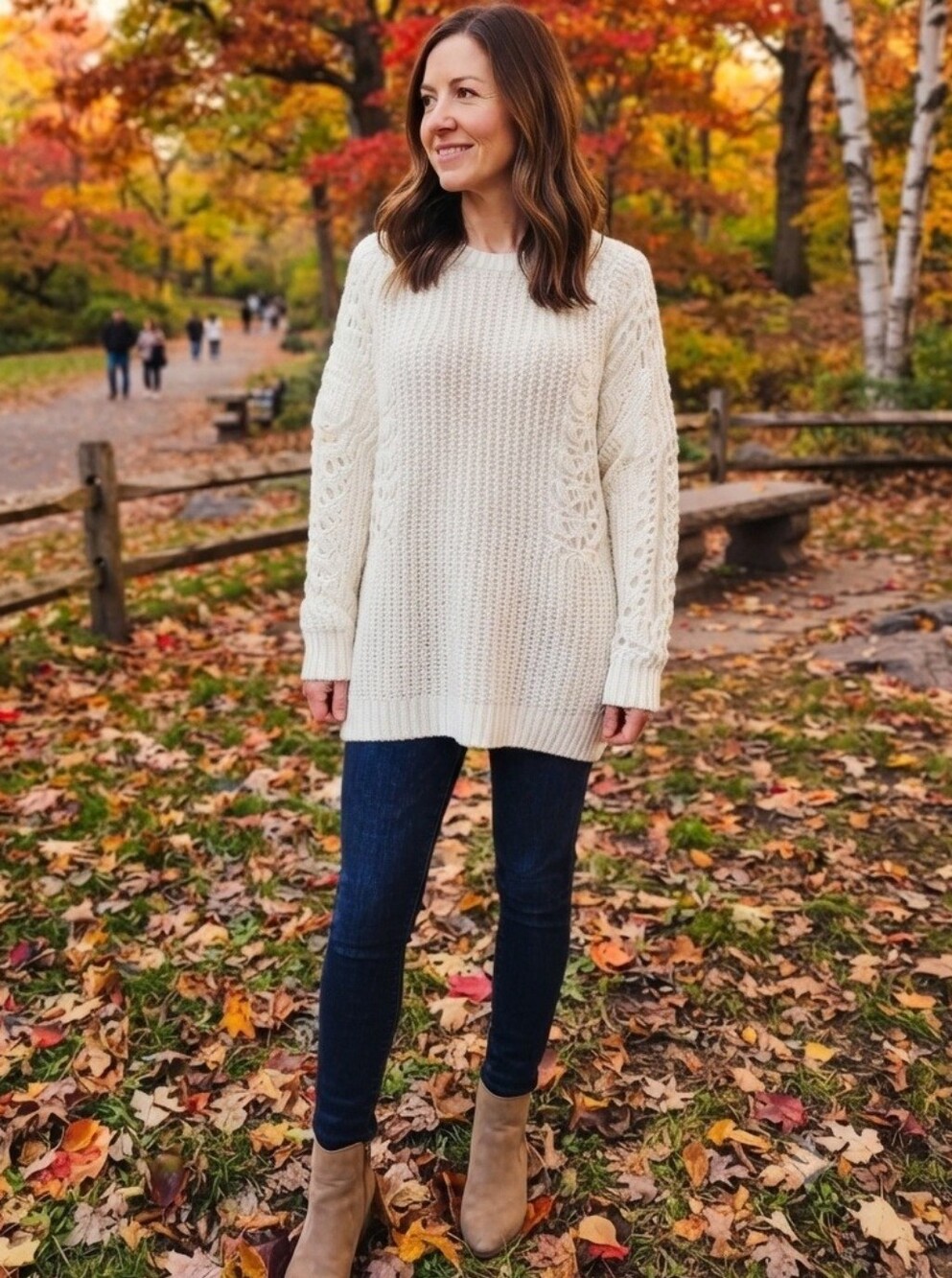 Anthropologie Classic Cream Cable-Knit Women's Sweater Size S oversized.